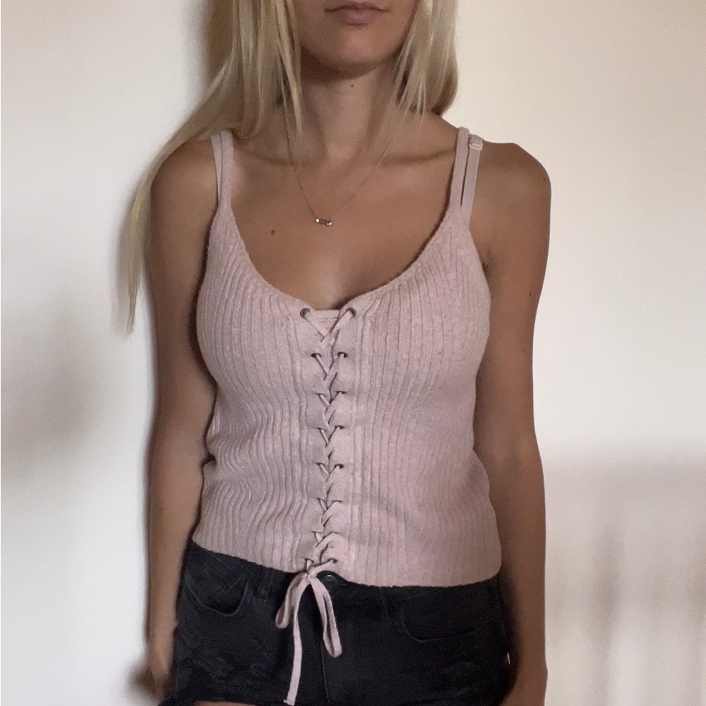 American Eagle Pink Knit Tank Top